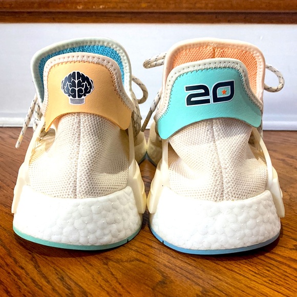 adidas gazelle silver green womens Adidas x Pharrell Williams Men's Hu NMD N.E.R.D Chalk White / Glow Orange /  Clear Mint Low Top Sneakers main image 0